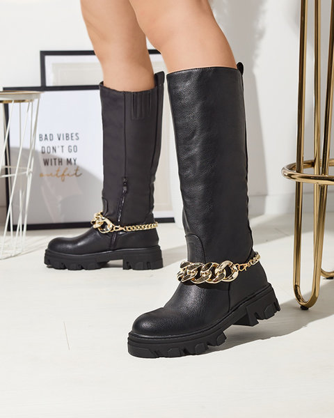 Royalfashion Naiste mustad ketiga saapad Sudzi