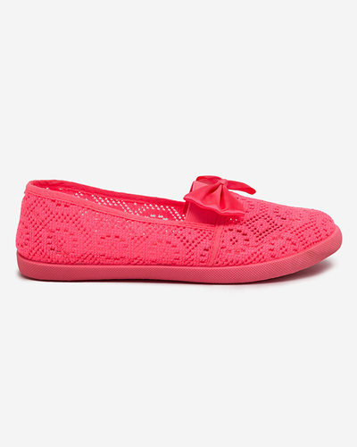 Girls' sneakers with a bow neon pink Osmo - Footwear