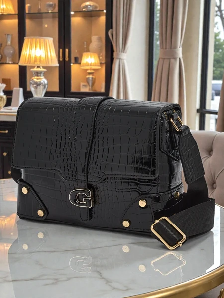 Patent Faux Leather Small Women's Handbag Lune Mua