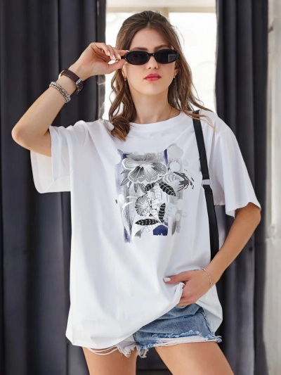 Royalfashion Women's cotton t-shirt with print
