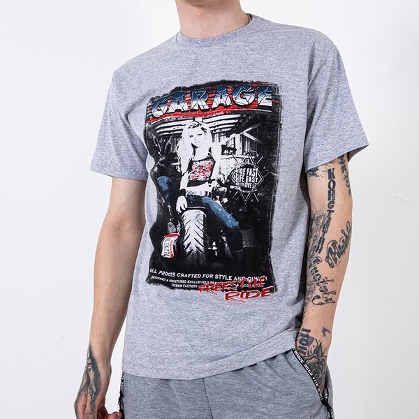 Helehall puuvillane meeste T-särk trüki ja pealdisega - Riietus