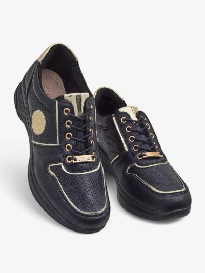 Women's wedge sneakers Callista Nero eco leather black