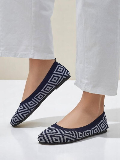 Royalfashion Fabric women’s ballet flats with a geometric print Metric