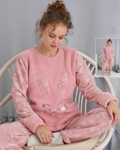 Royalfashion Women's pajama with a bunny, polar-like