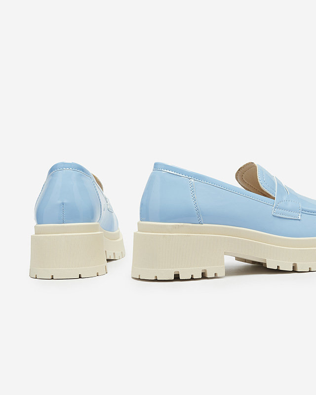 Royalfashion Blue lacquered moccasins for women Noppel