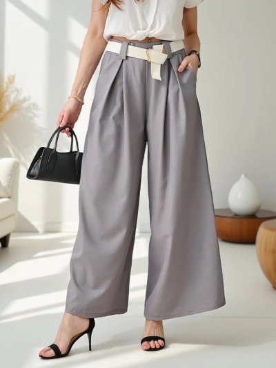 Royalfashion Wide women’s trousers with a belt