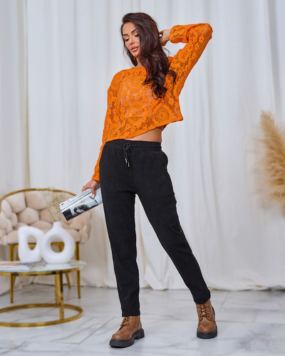 Royalfashion Black corduroy women's fabric pants