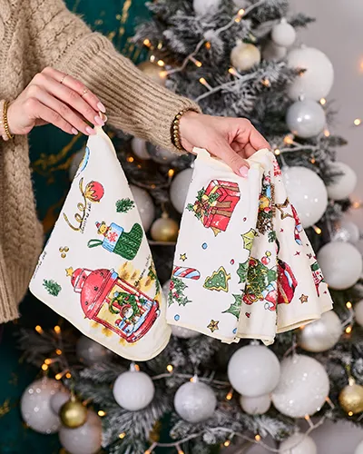 Royalfashion Ferie sett av 4 kjøkkenhåndklær God jul