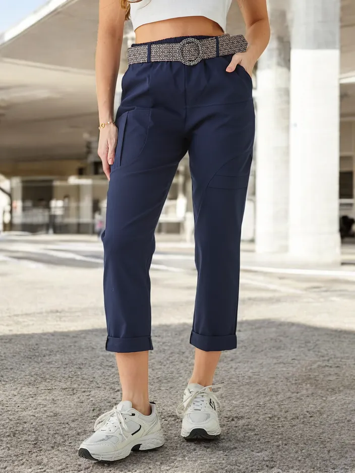 Royalfashion Women's viscose trousers with a belt