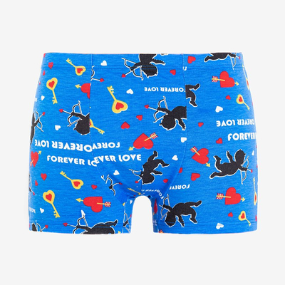 Men's blue boxer shorts with print - Underwear