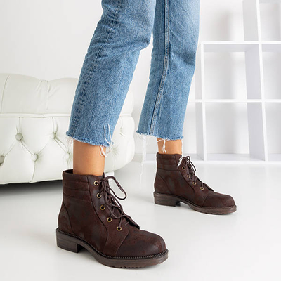 Темно-коричневые ботинки с декоративными потертостями Tusyon