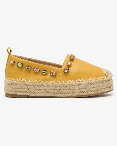 Women's yellow espadrilles with crystals Ziennie - Footwear