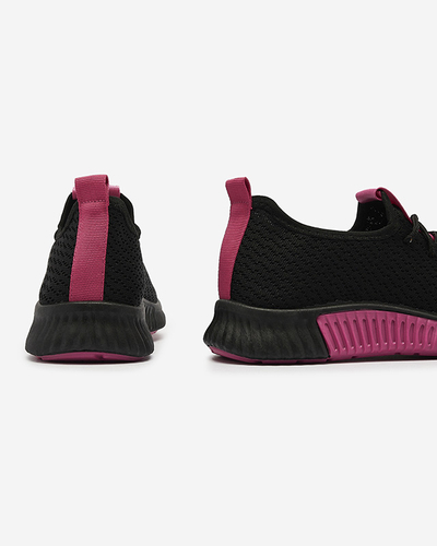 Black women's sports shoes with fuchsia inserts Keteti - Footwear