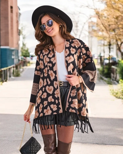 Royalfashion Women's poncho med trykk