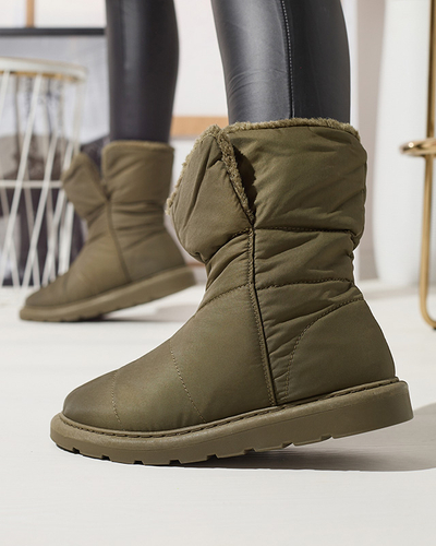 Dark green women's boots a'la snow boots Kalioli- Footwear