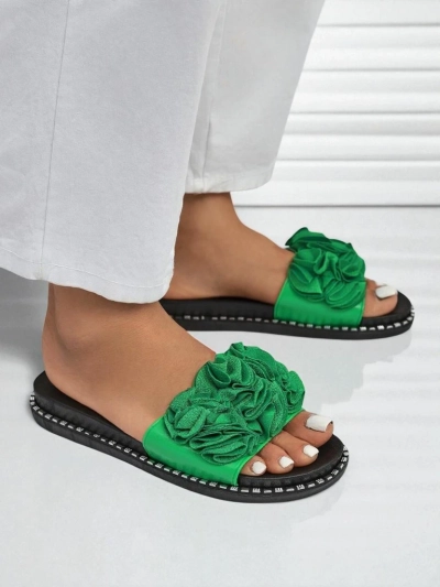 Royalfashion Women's flat sole slippers Flora Verde