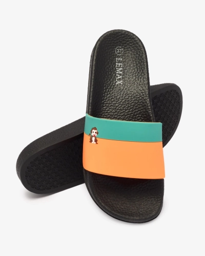 Royalfashion Rohelis-oranžid naiste kummist flip-flops Lierigs