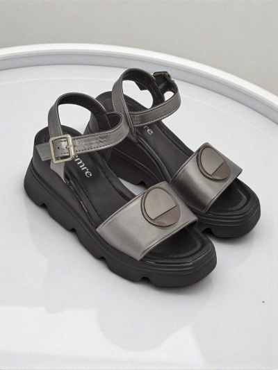 Hera Azzurro women's graphite eco-leather wedge sandals for summer
