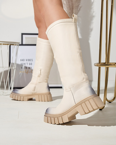 Cream women's Astaroth mid-calf boots - Footwear