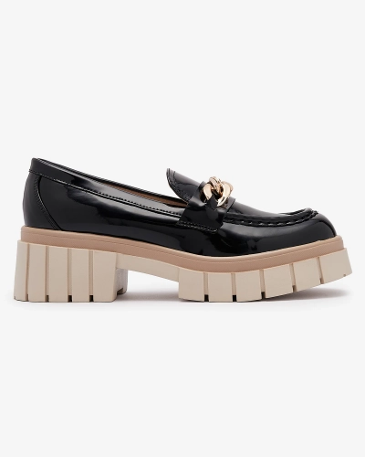 Lacquered women's moccasins in black Aquan- Footwear