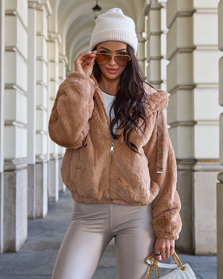 Royalfashion Light brown women's imitation fur jacket