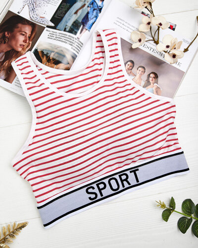 Royalfashion Women's striped sports bra