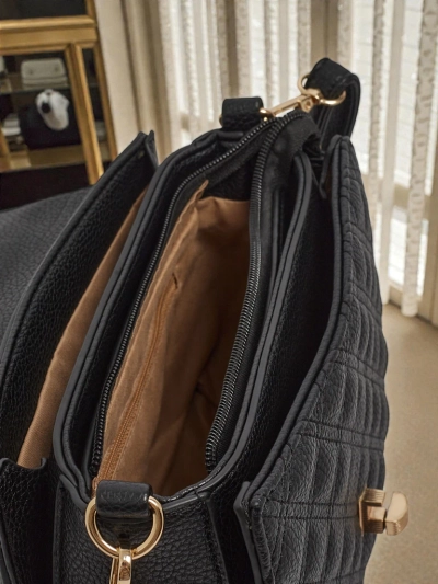 Naiste Käekott Luna Must Nahast Elegantne Igapäevaseks Kasutamiseks