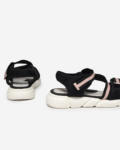 Black and pink children's sandals fastened with Velcro Modis - Shoes