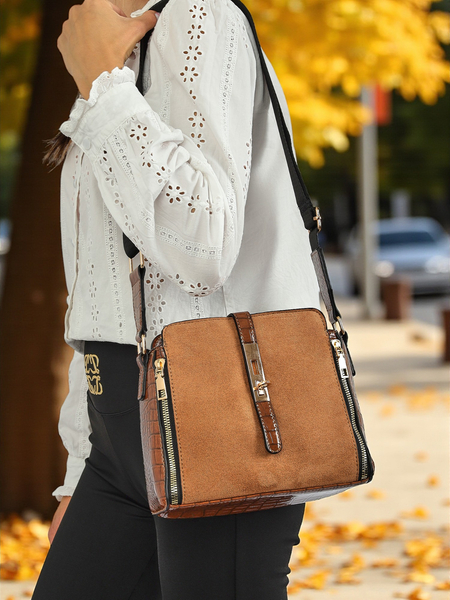 Hermia Dark Brown Women's Handbag made of ecological leather, casual