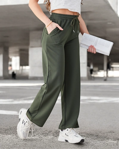 Royalfashion Simple women's trousers with a tie