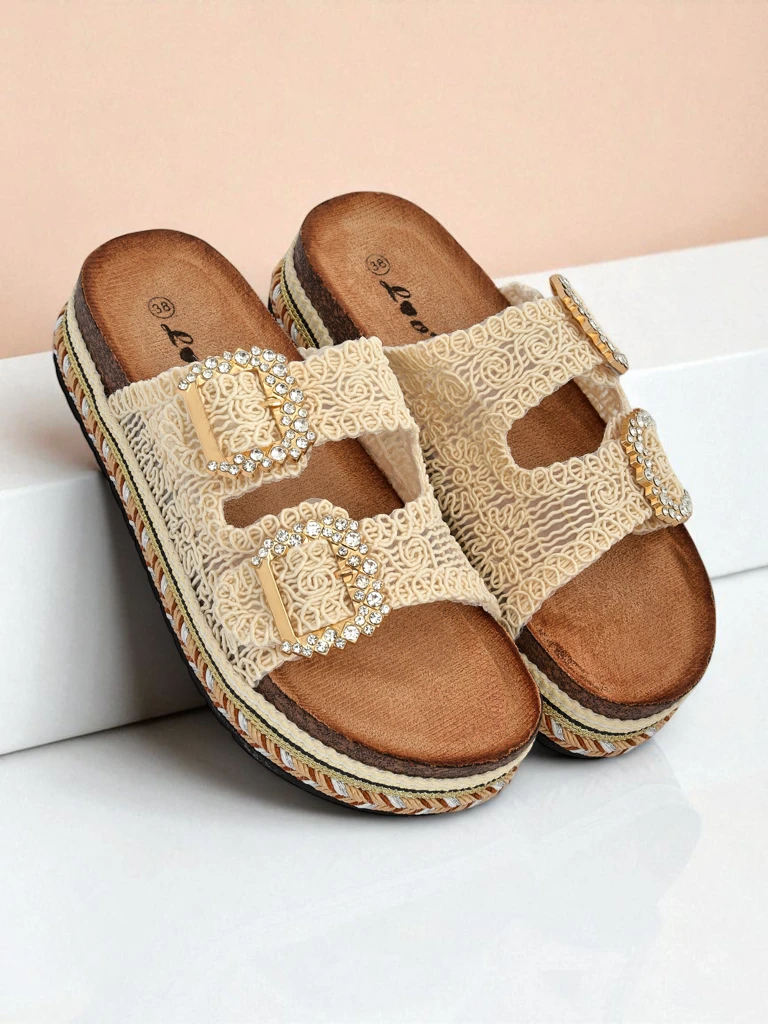 Royalfashion Женские мюли с пряжками из страз GlamCork