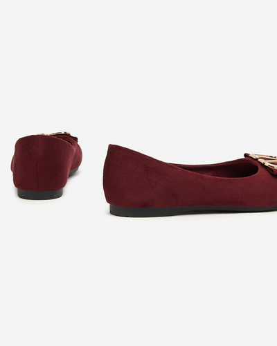 Women's burgundy ballerinas with an ornament on the toe Cavo - Footwear