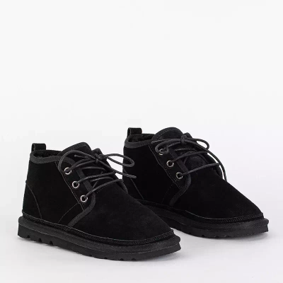 OUTLET Black children's short lace-up snow boots Tibilis- Footwear