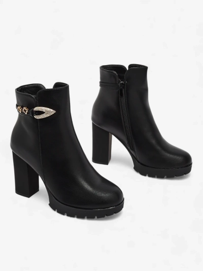 Women's Sylvar Eco-Leather Ankle Boots with Block Heel