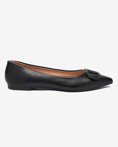Women's black pointed ballerinas with an ornament on the toe Manico - Footwear