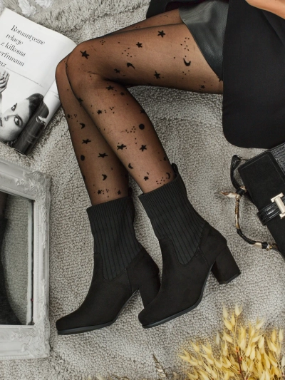 Naiste öko-seemisnahast sokilaadse vahetükiga plokk-kontsaga poolsaapad LumenThorn