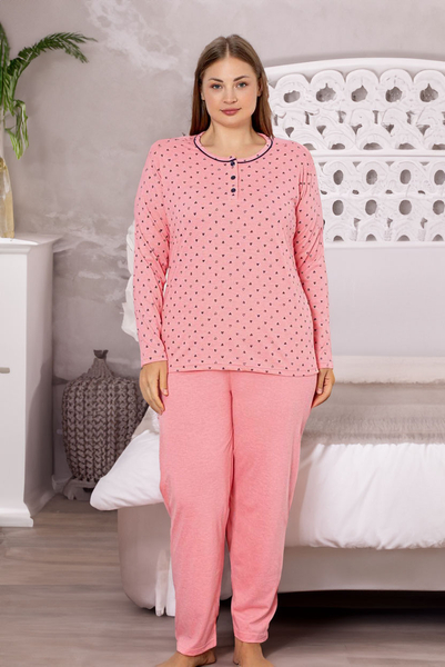 Royalfashion Naiste puuvillane 2-osaline pijamasett südamekesega PLUS SIZE