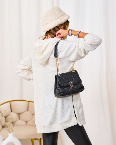 Royalfashion Kreemjas pikk naiste kampsun kapuutsiga