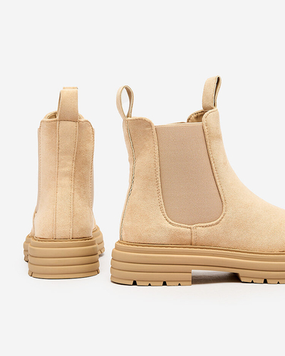 Royalfashion Beige women's boots with decorative strap Loffdo