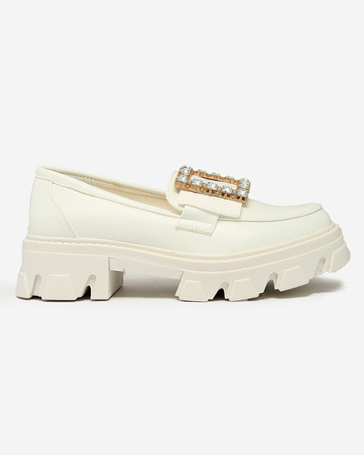 Royalfashion White moccasins with decoration on the nose Alomease