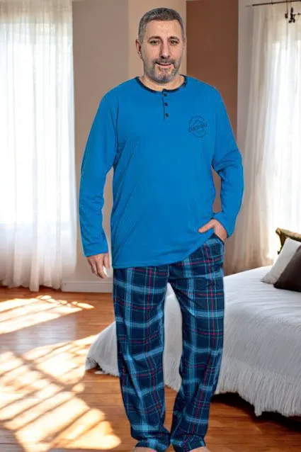 Royalfashion Мужские хлопковые пижамы в клетку РАЗМЕР ПЛЮС