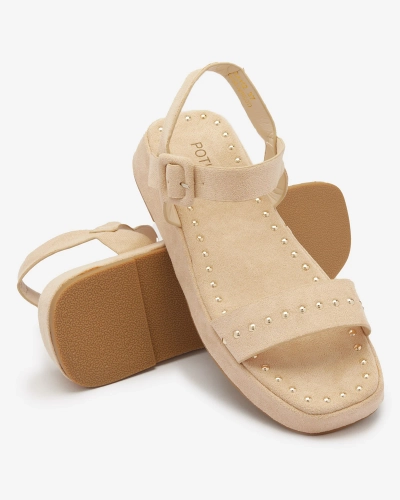 Beežid naiste sandaalid strassidega Franssia - Jalatsid