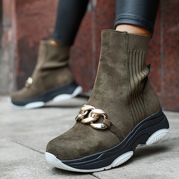 Women's green insulated eco-suede boots Cuzitta- Footwear