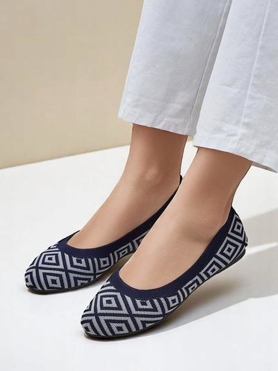 Royalfashion Fabric women’s ballet flats with a geometric print Metric