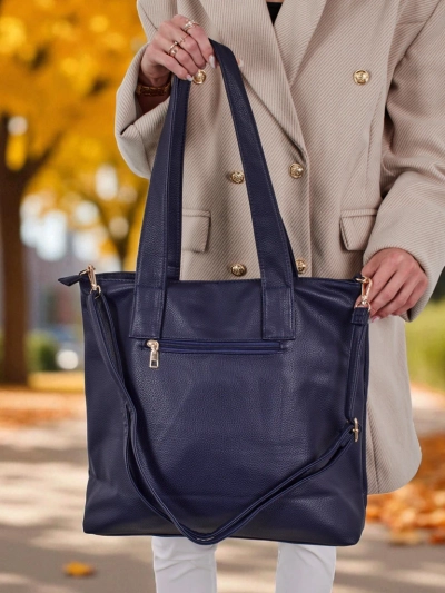 Large Women's Faux Leather Shopper Bag Moon Whisper