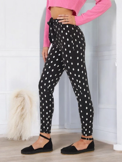 Черные женские тренги с серебряными точками - Одежда