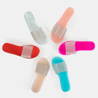 Naiste beežid kummist sussid tsirkooniumoksiidiga Niamh - Jalatsid