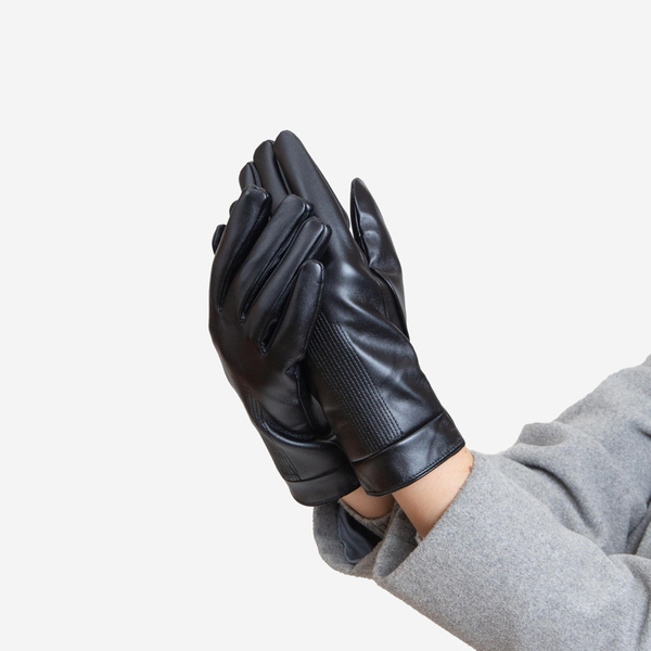 Black classic women's gloves decorated with embroidery - Accessories