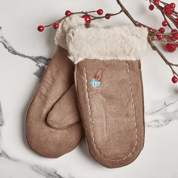 Brown children's mittens with a string and mitts - Gloves