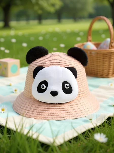 Royalfashion Laste õlgkübar Panda
